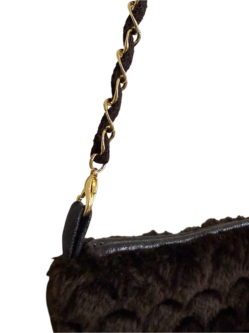 St. John Marie Gray Vintage Faux Fur Muff Hand Warmer Shoulder Bag Brown w/tag - Picture 5 of 10